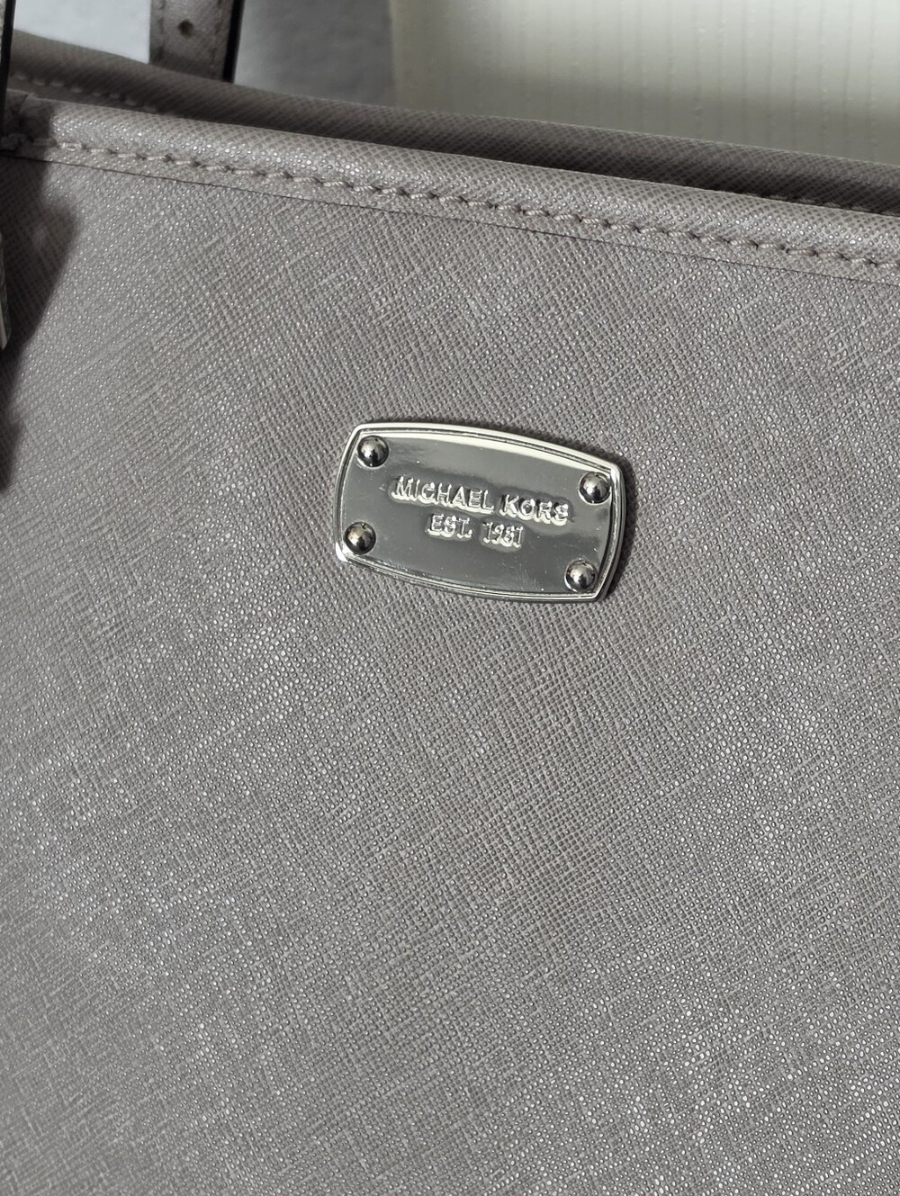 Michael Kors Gray Saffiano Leather Tote - Picture 2 of 8
